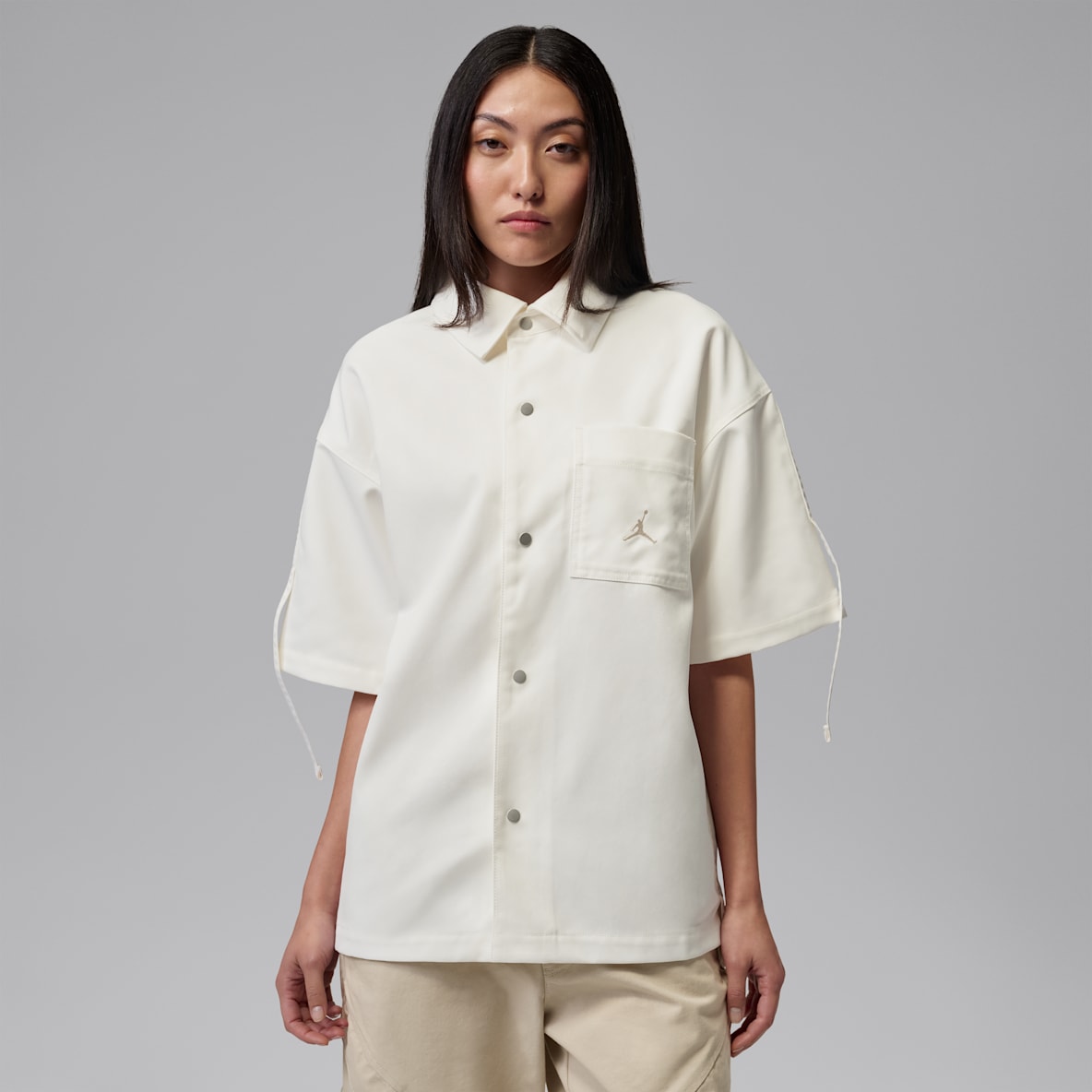 조던 여성 우븐 반팔 탑