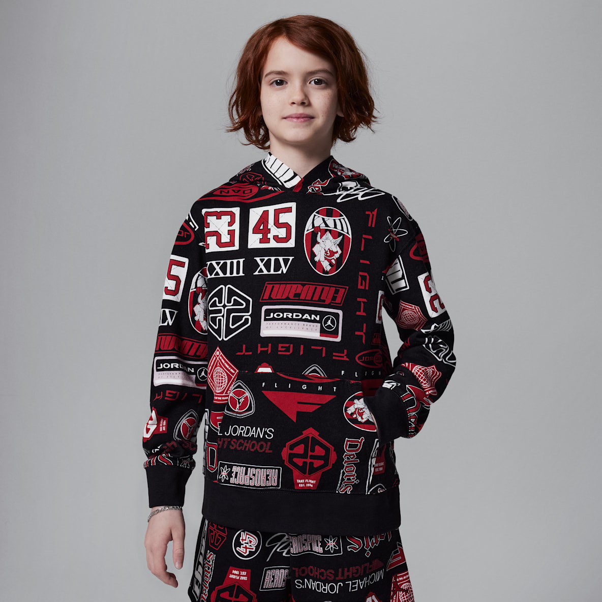 Jordan Essentials Jordan Essentials Big Kids' French Terry Printed Pullover Hoodie