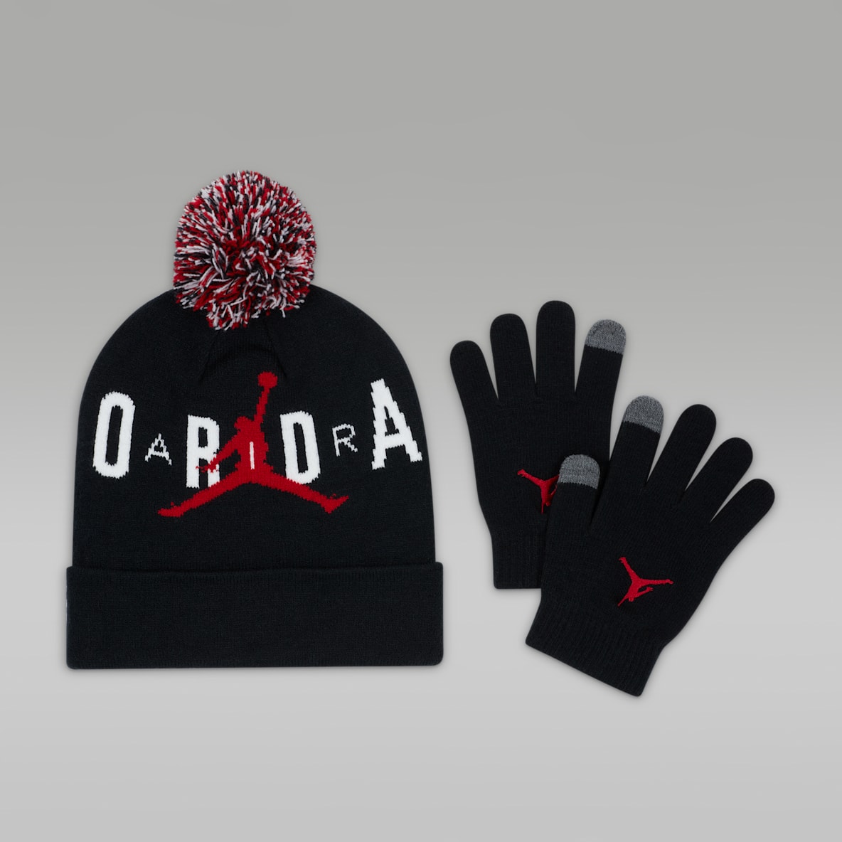 Jordan Conjunto de dos piezas de gorro con pompón para niños talla grande