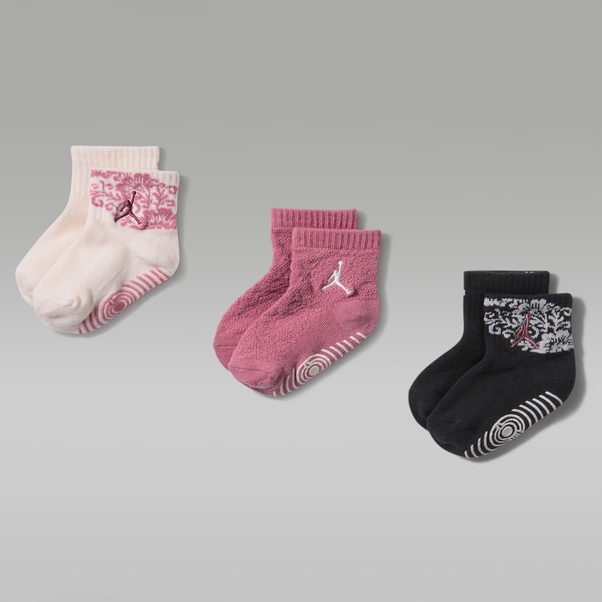 Jordan Calcetines de agarre de encaje floral para bebé e infantil (3 pares)