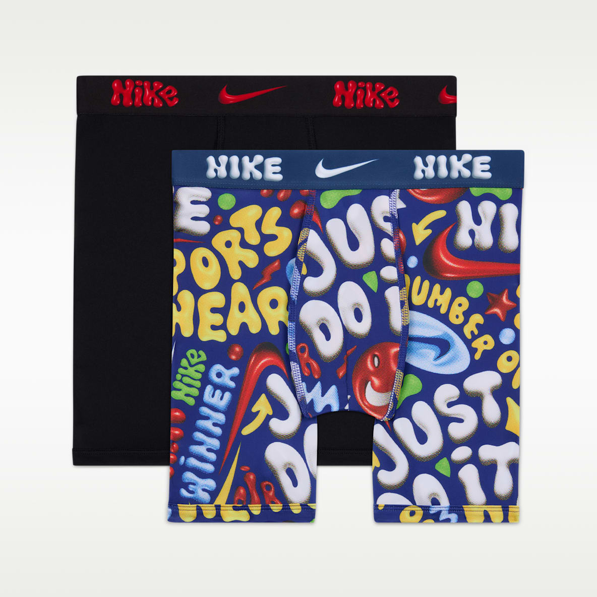 Nike Ropa interior larga estampada Dri-FIT para niños talla grande (paquete de 2)