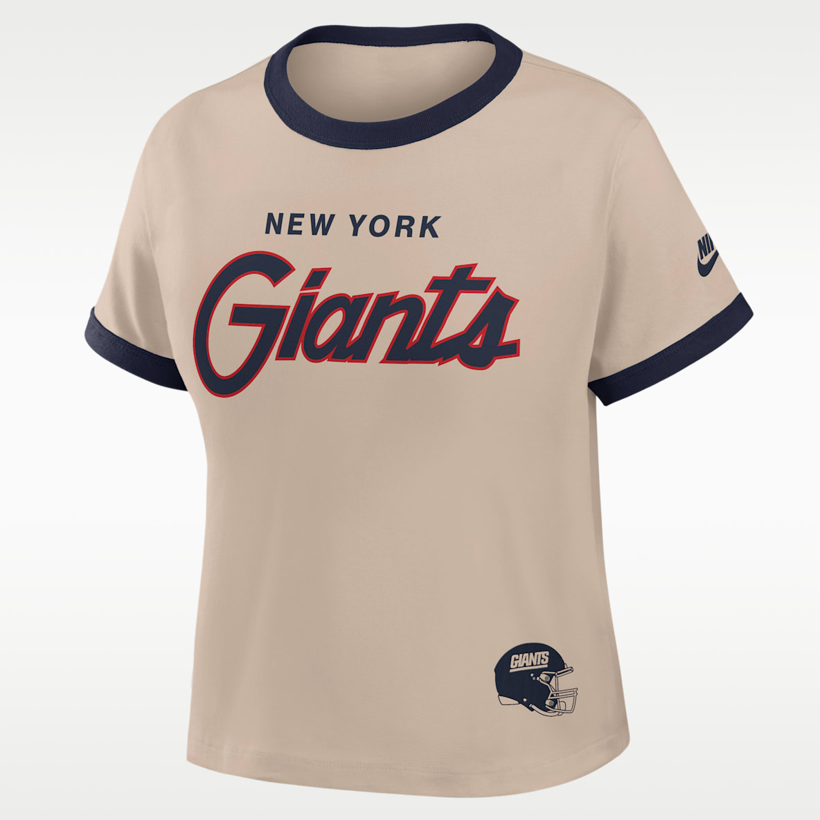 New York Giants Rewind Ringer Mod Playera Nike de la NFL cropped para mujer
