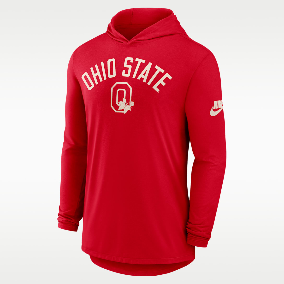 Ohio State Legacy Arch Playera universitaria Nike Dri-FIT con gorro de manga larga para hombre