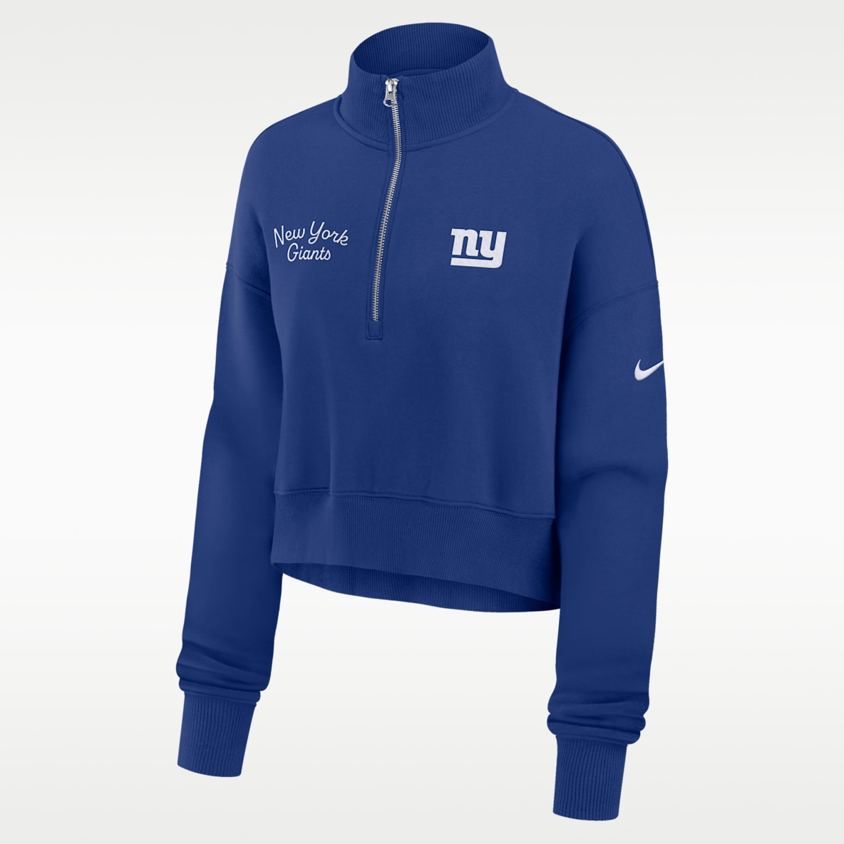 New York Giants Phoenix Women's Nike NFL Cropped 1/4-Zip Crew