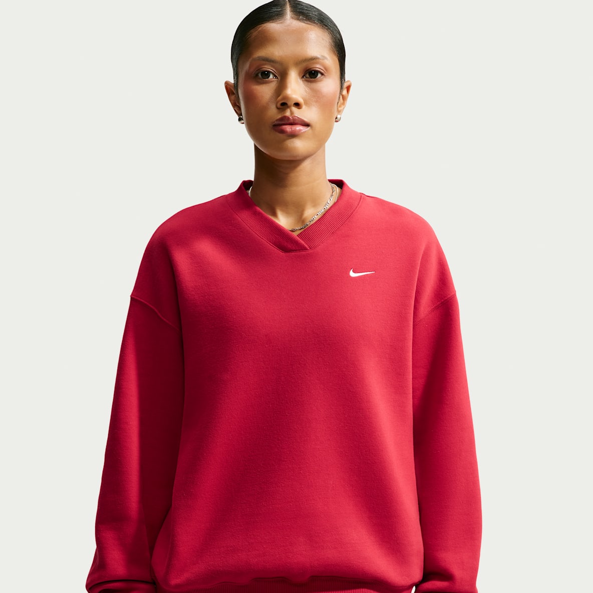Nike Studio Fleece Medium Weight Women's Oversized V-Neck Top