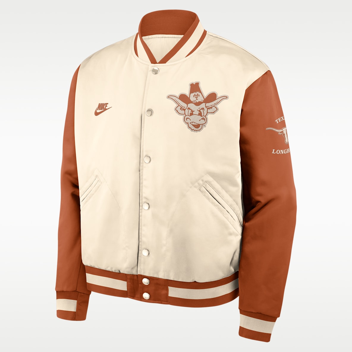 Texas Legacy Chamarra bomber universitaria Nike de cierre a presión de largo completo para hombre