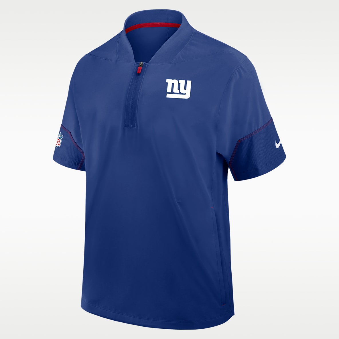 New York Giants Sideline Coach Men's Nike NFL 1/2-Zip Short-Sleeve Hooded Jacket