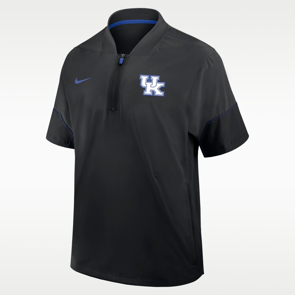 Kentucky Sideline Coach Chamarra con gorro de manga corta universitaria Nike de medio cierre para hombre