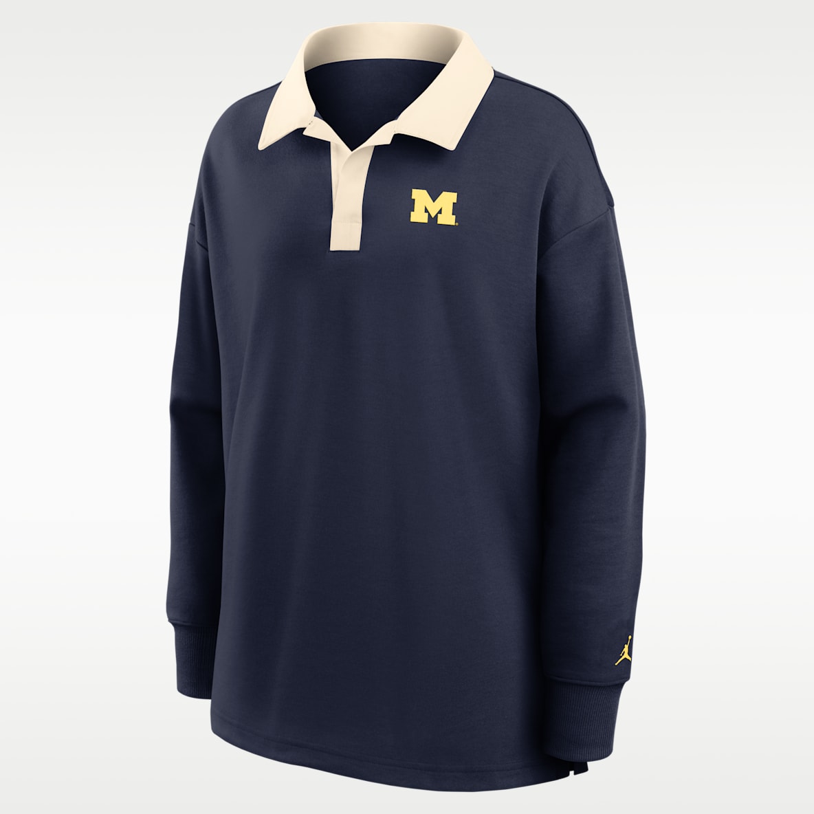 Michigan Academic Polo de manga larga marca Jordan Dri-FIT oversized para mujer