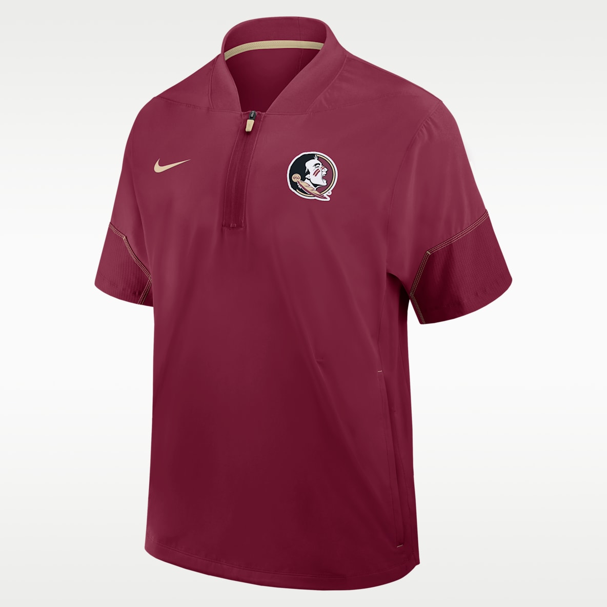 Florida State Sideline Coach Men's Nike College 1/2-Zip Short-Sleeve Hooded Jacket