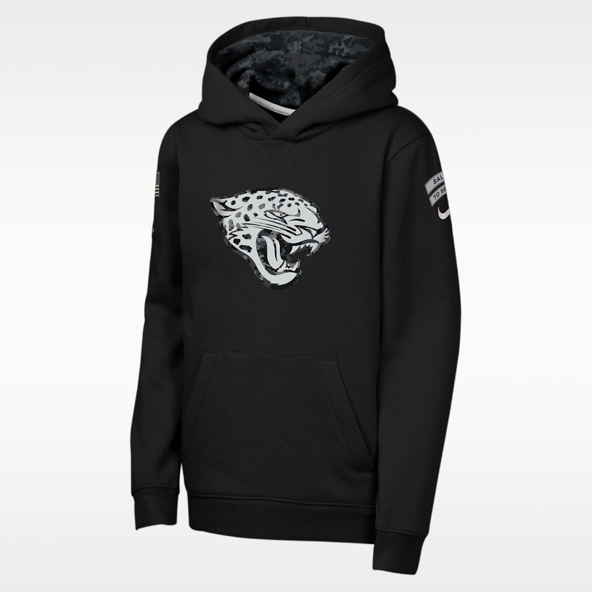 Jacksonville Jaguars Salute to Service Sideline Club Sudadera con gorro sin cierre Nike de la NFL para niños talla grande