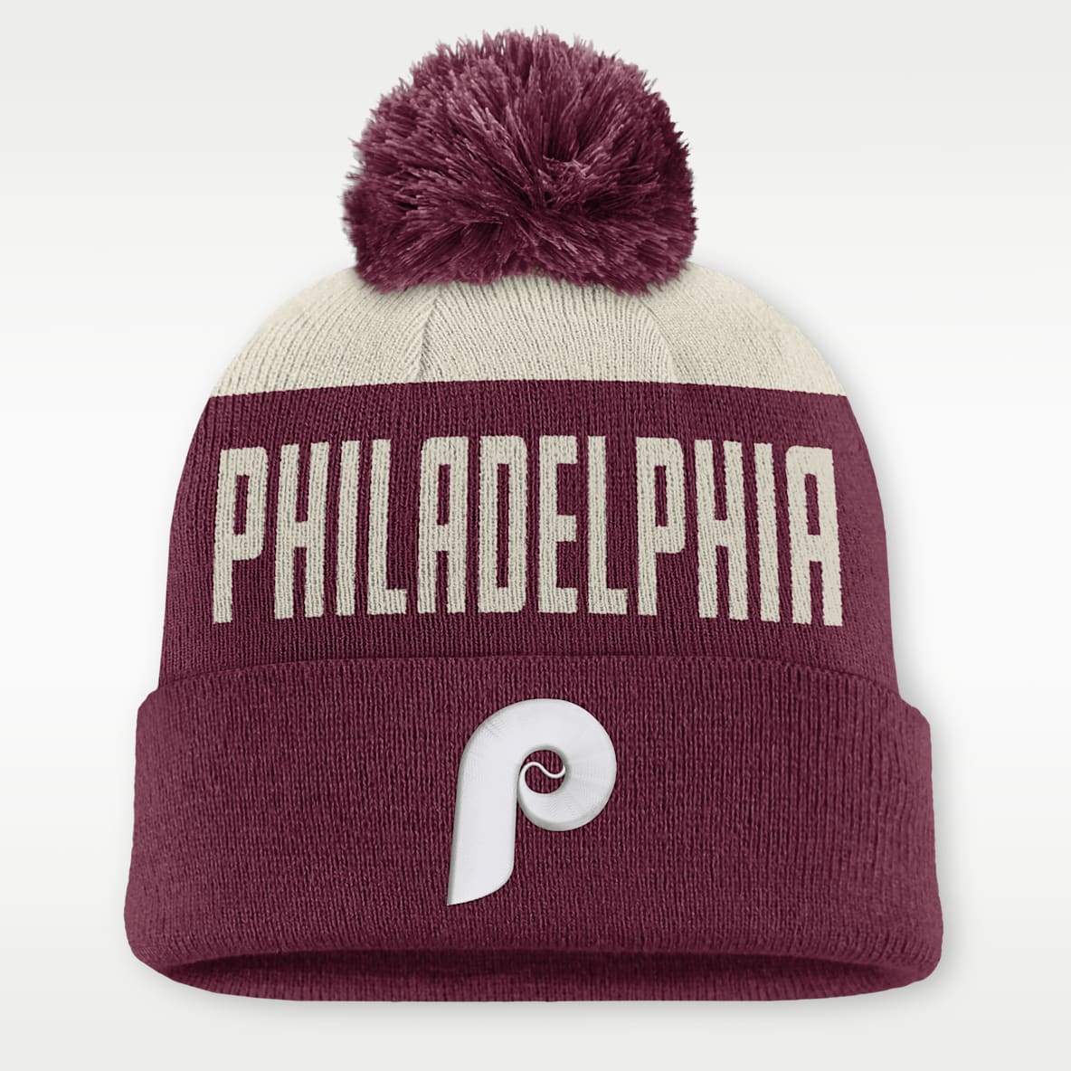 Philadelphia Phillies Cooperstown Peak Gorro con dobladillo y pompón Nike de la MLB para hombre