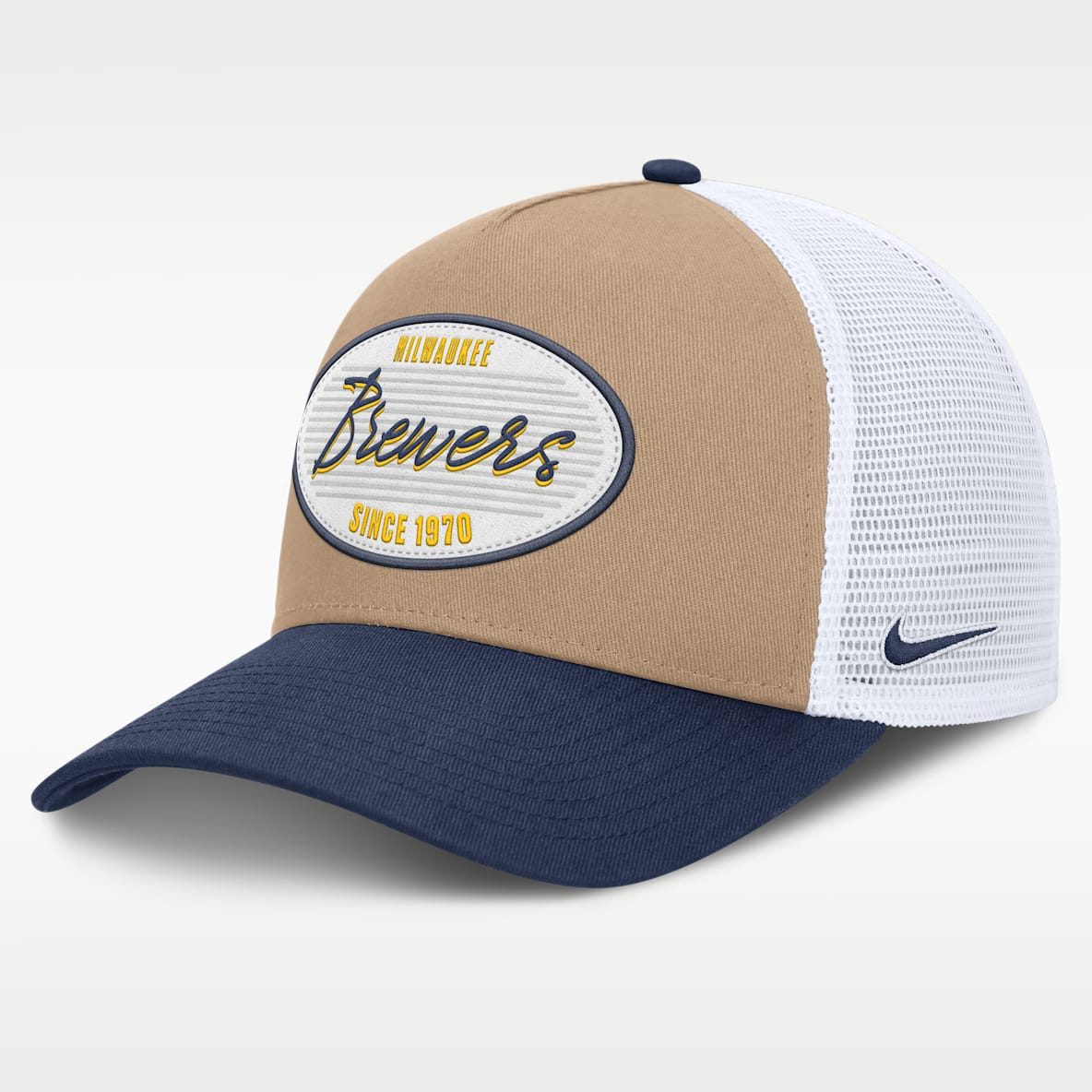 Milwaukee Brewers Rise Men's Nike MLB A-Frame Trucker Adjustable Hat