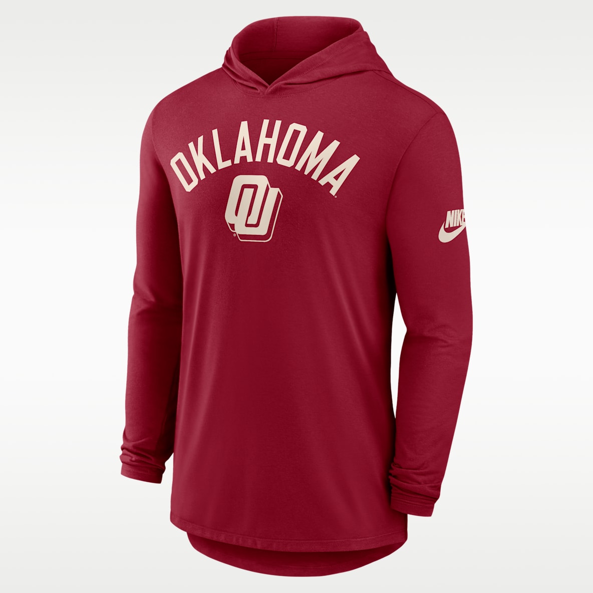 Oklahoma Legacy Arch Men's Nike Dri-FIT College Long-Sleeve Hooded T-Shirt