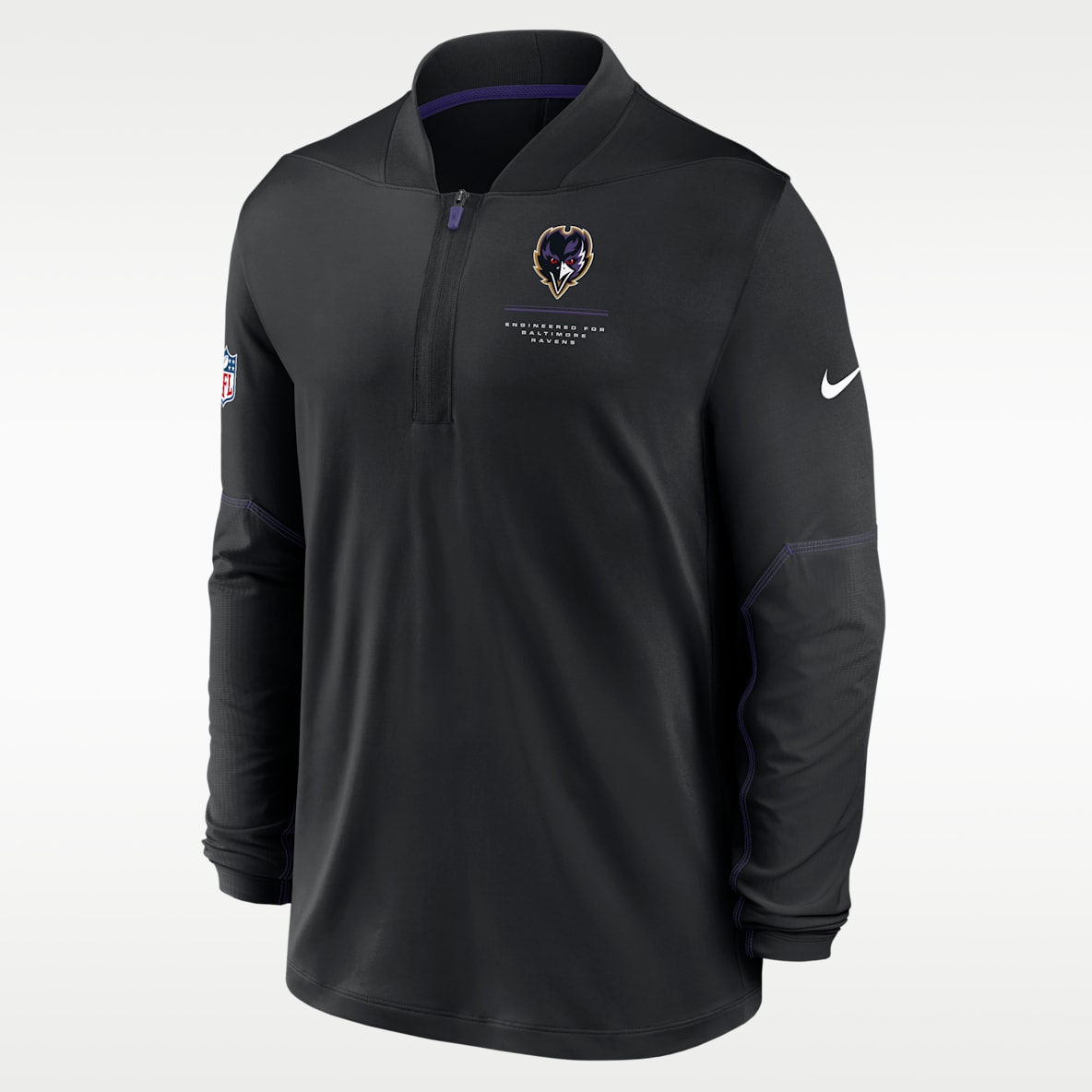 Baltimore Ravens Sideline Playera Nike Dri-FIT de la NFL de medio cierre para hombre