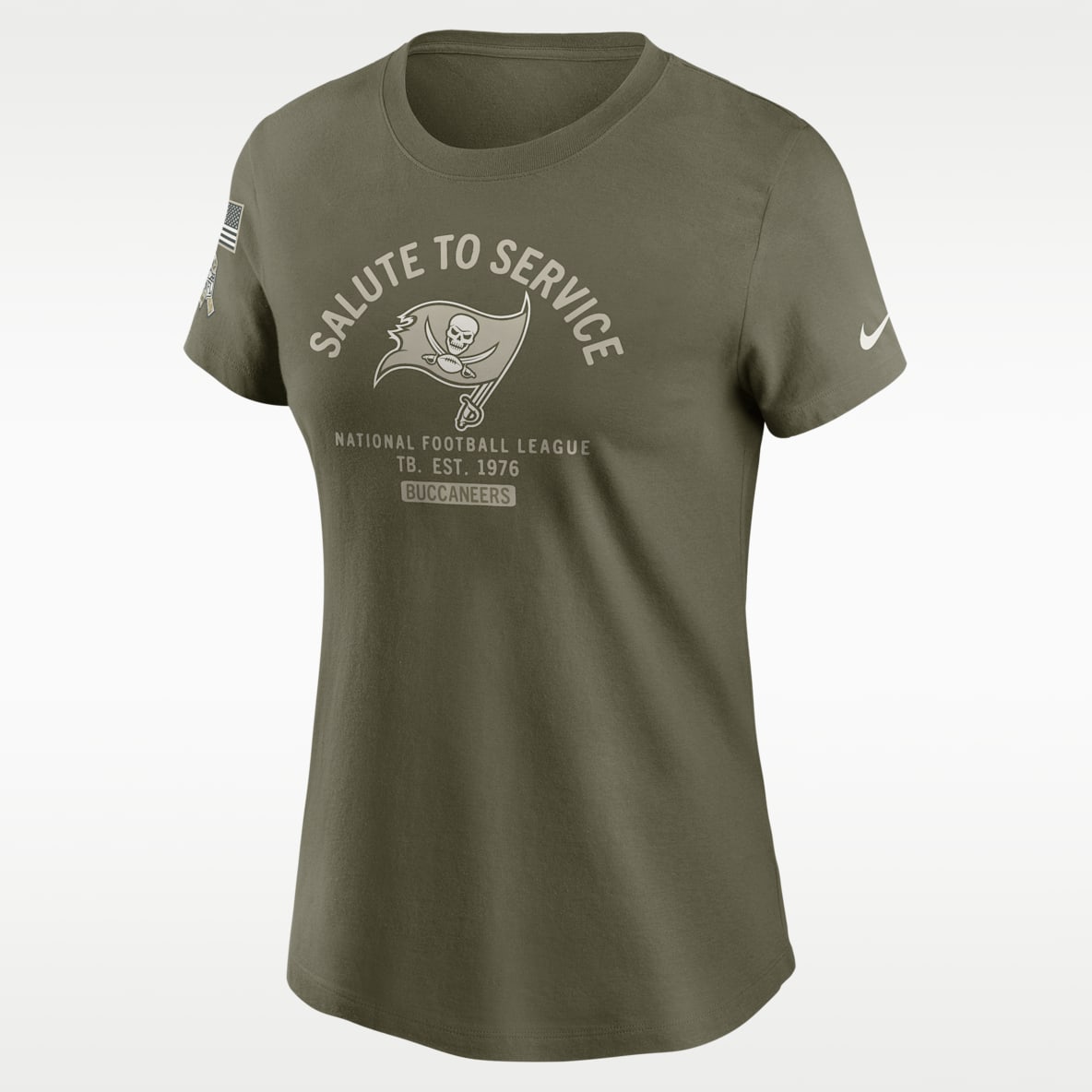 Tampa Bay Buccaneers Salute to Service Sideline Playera Nike de la NFL para mujer