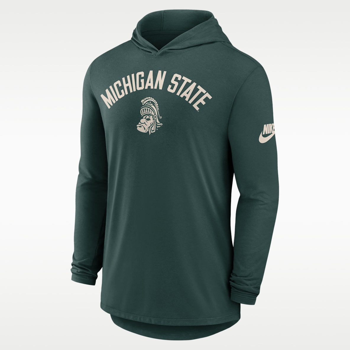 Michigan State Legacy Arch Playera universitaria Nike Dri-FIT con gorro de manga larga para hombre