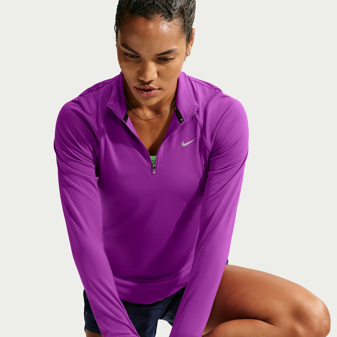 Nike Tempo Playera de correr Dri-FIT con cierre de 1/4 para mujer