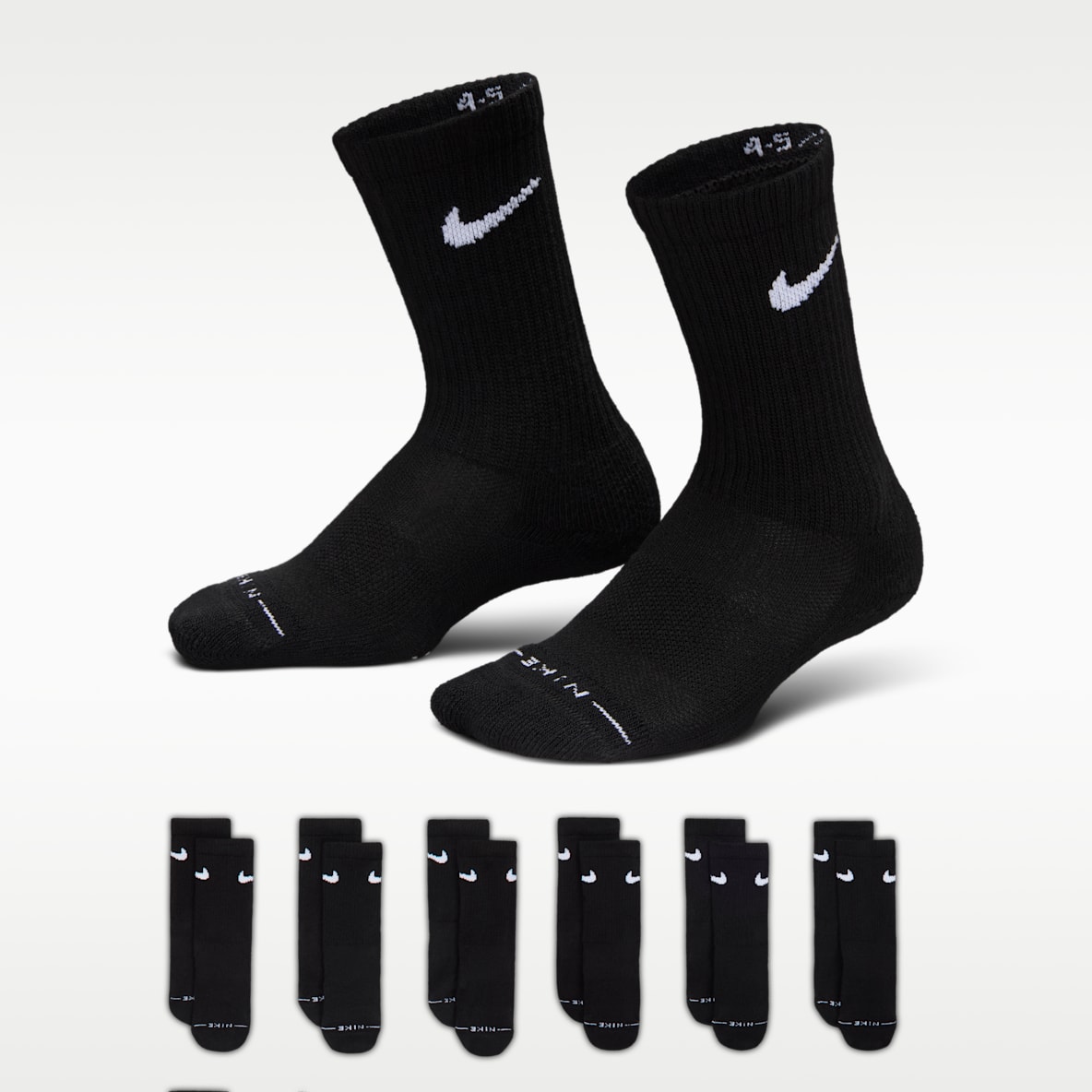 Nike Kids' Dri-FIT Elevated Everyday Crew Socks (6 Pairs)