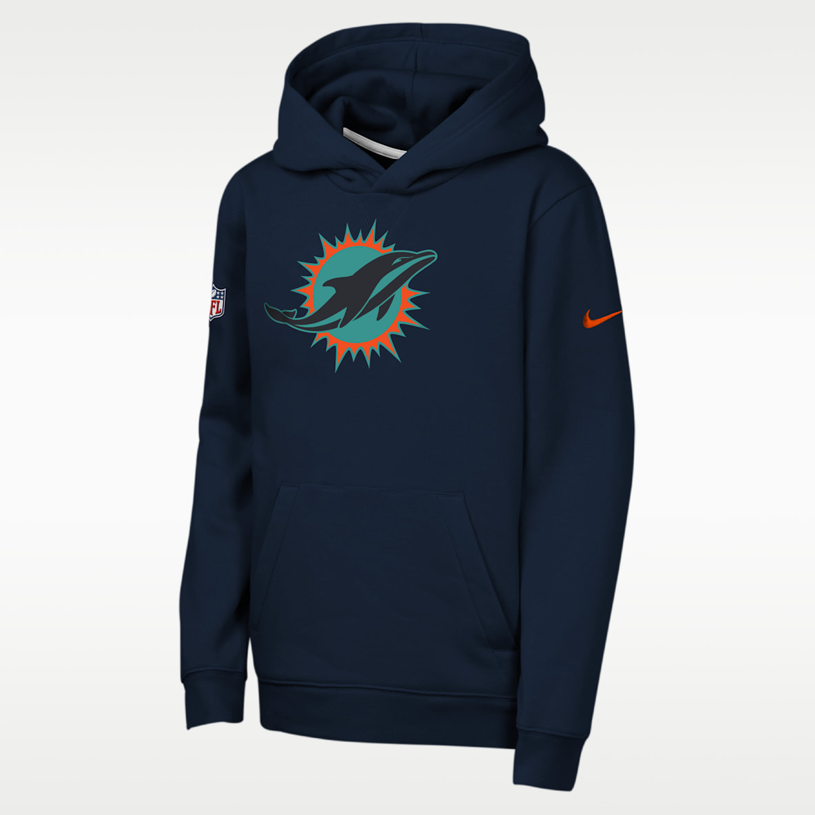Miami Dolphins Rivalries Collection Sideline Club Sudadera con gorro sin cierre Nike de la NFL para niños talla grande