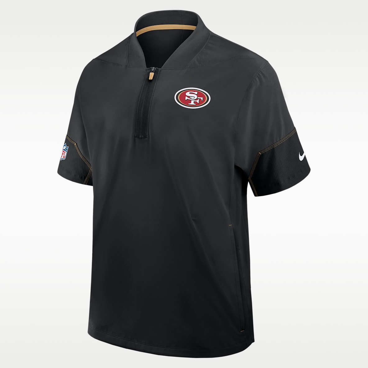 San Francisco 49ers Sideline Coach Men's Nike NFL 1/2-Zip Short-Sleeve Hooded Jacket