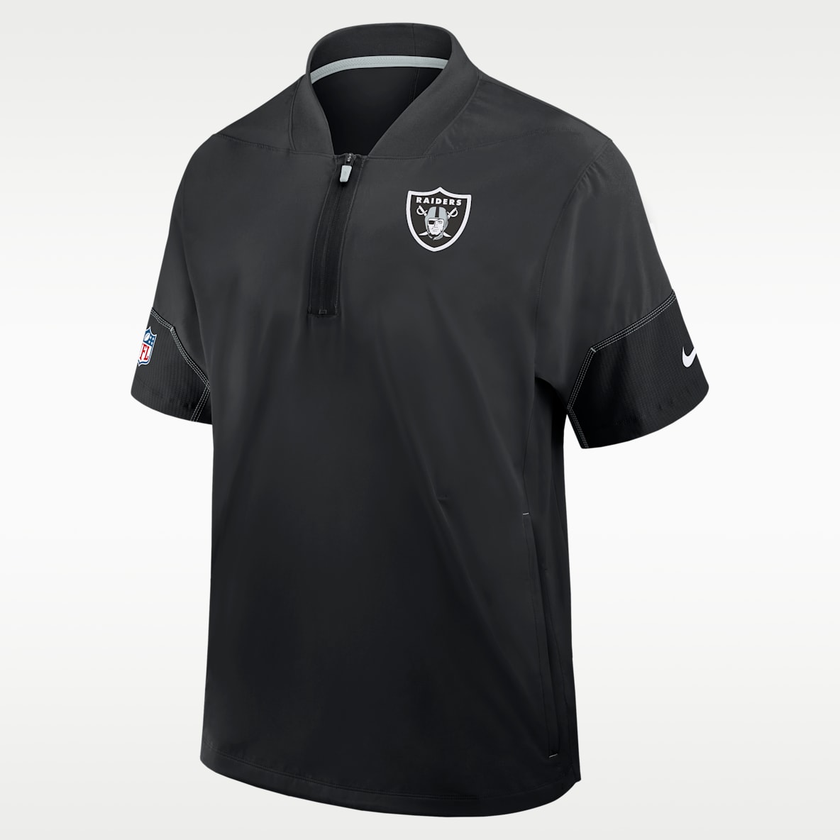 Las Vegas Raiders Sideline Coach Men's Nike NFL 1/2-Zip Short-Sleeve Hooded Jacket