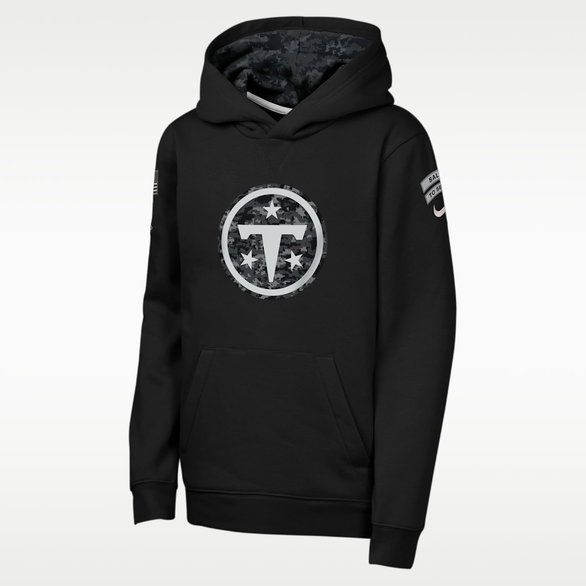 Tennessee Titans Salute to Service Sideline Club Sudadera con gorro sin cierre Nike de la NFL para niños talla grande