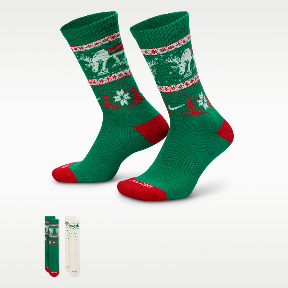 나이키 에브리데이 플러스 쿠션 윈터 원더랜드 크루 삭스(2켤레)