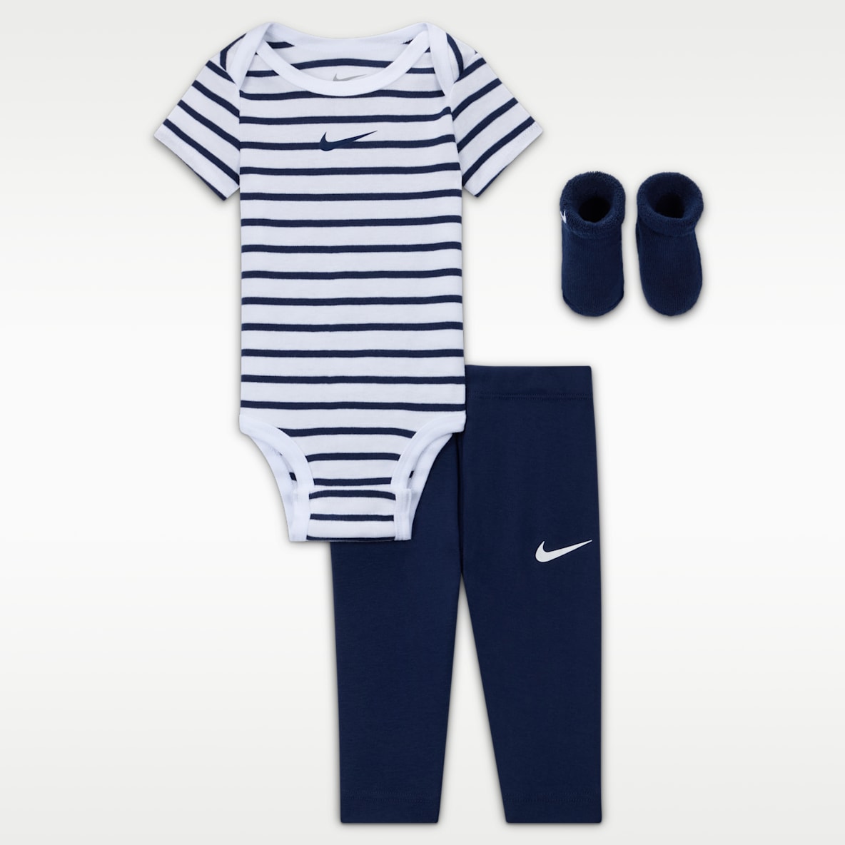 Nike Baby Bodysuit, Pants, and Terry Socks 3-Piece Set