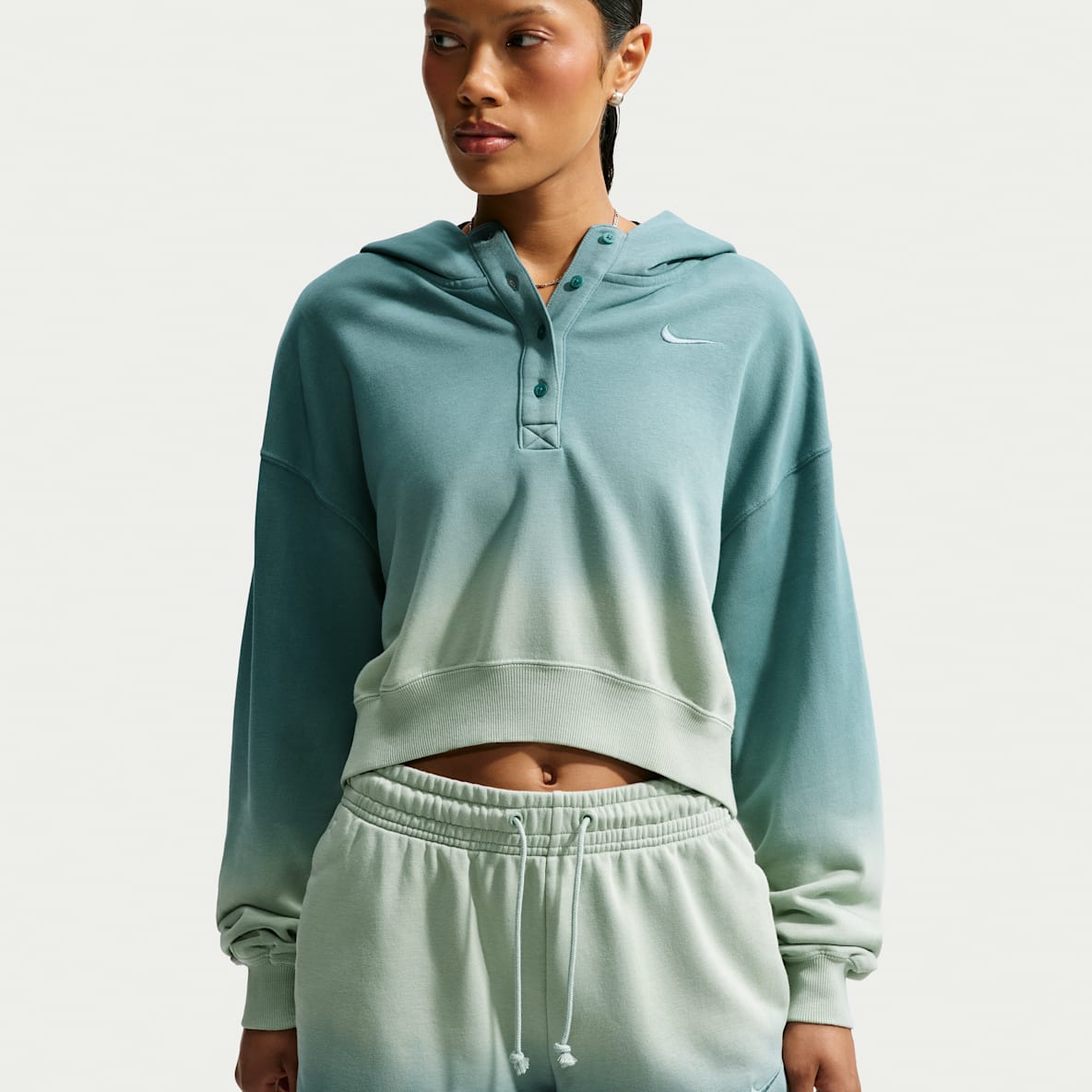 Nike Sportswear Phoenix Fleece Sudadera con gorro de cuello Henley oversized para mujer