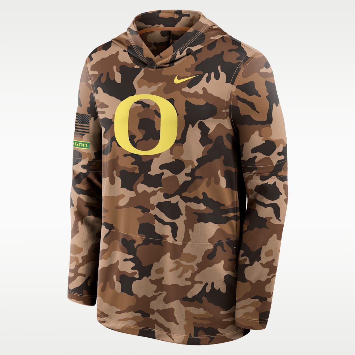 Oregon Military Appreciation Sudadera de manga larga universitaria Nike Dri-FIT con gorro para hombre