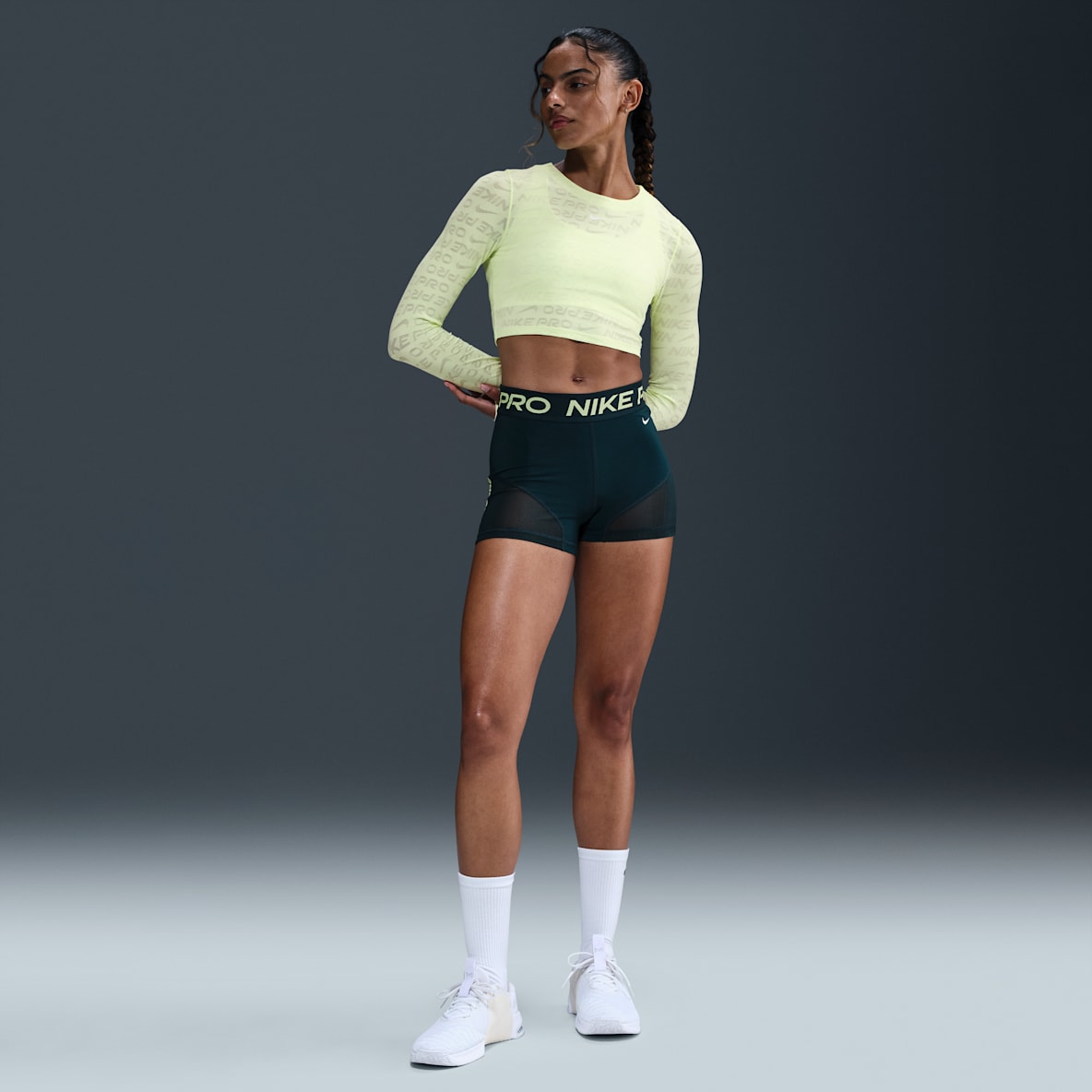 Nike Pro Women's Mid-Rise 3" Mesh-Paneled Biker Shorts