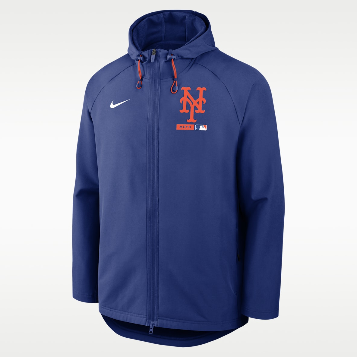New York Mets Authentic Collection Chamarra con gorro y cierre completo Nike Therma-FIT de la MLB para hombre