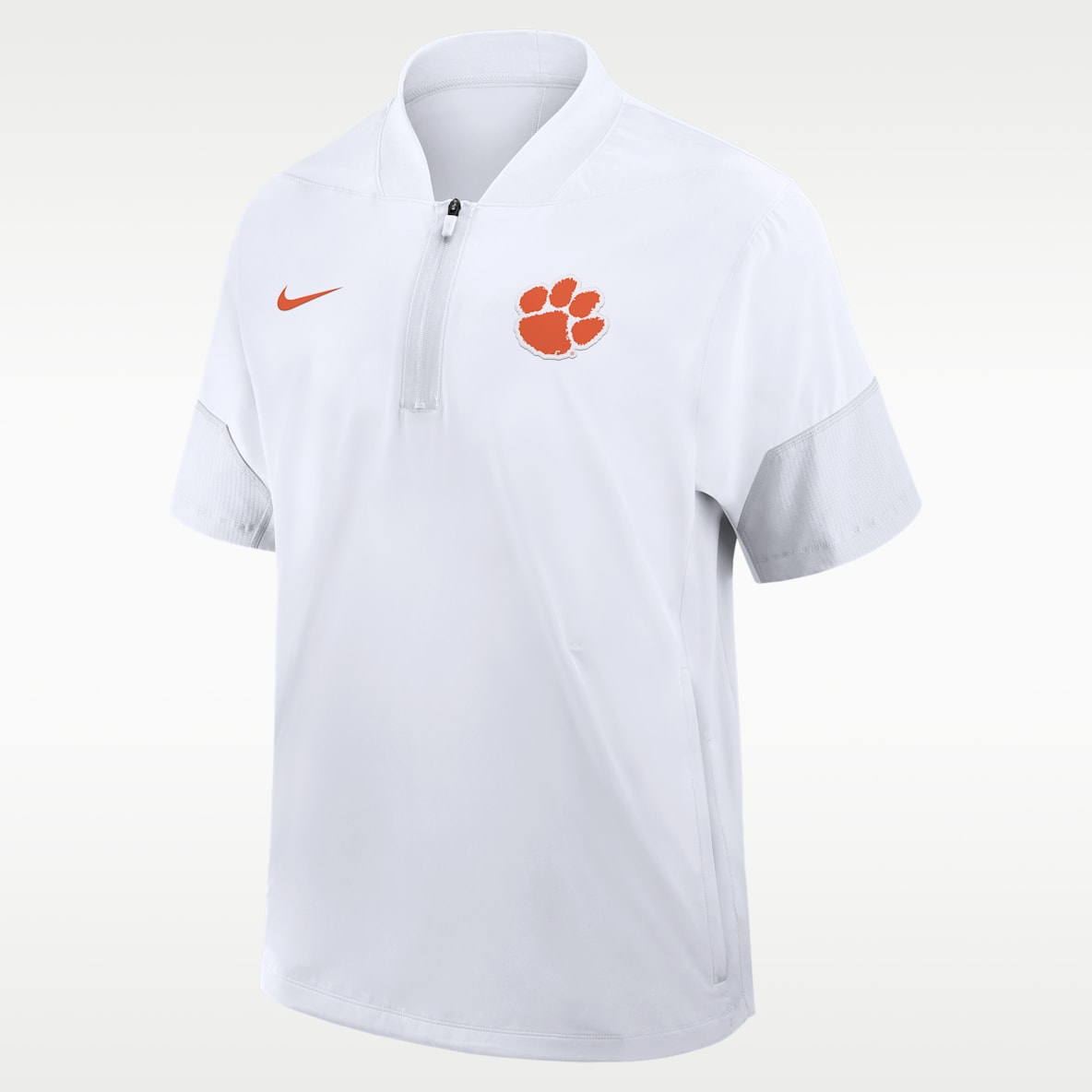 Clemson Sideline Coach Men's Nike College 1/2-Zip Short-Sleeve Hooded Jacket