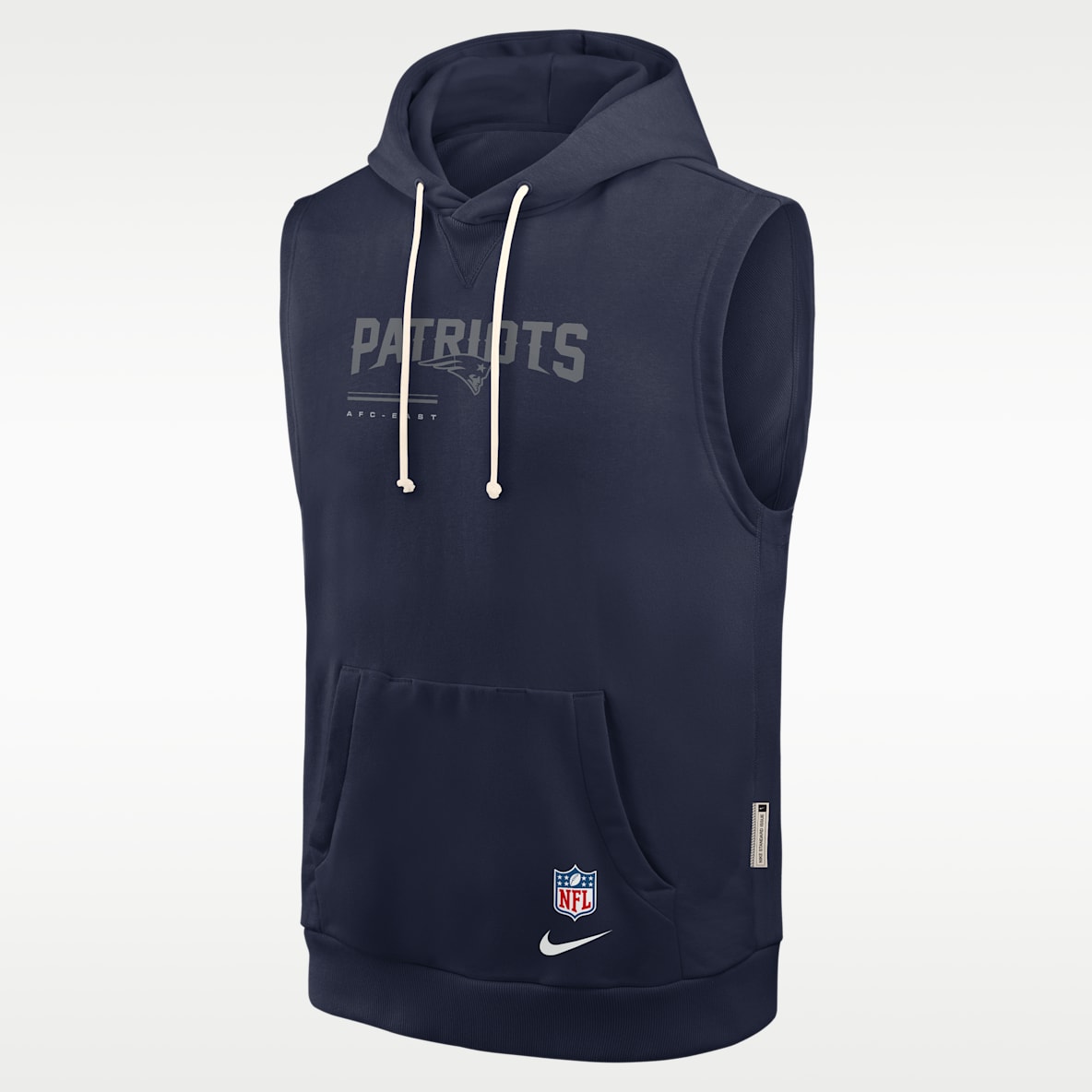 New England Patriots Sideline Sudadera con gorro sin cierre sin mangas Nike Dri-FIT de la NFL para hombre