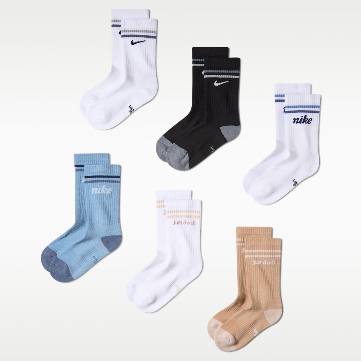 Nike Everyday Kids' Cushioned Crew Socks (6 Pairs)