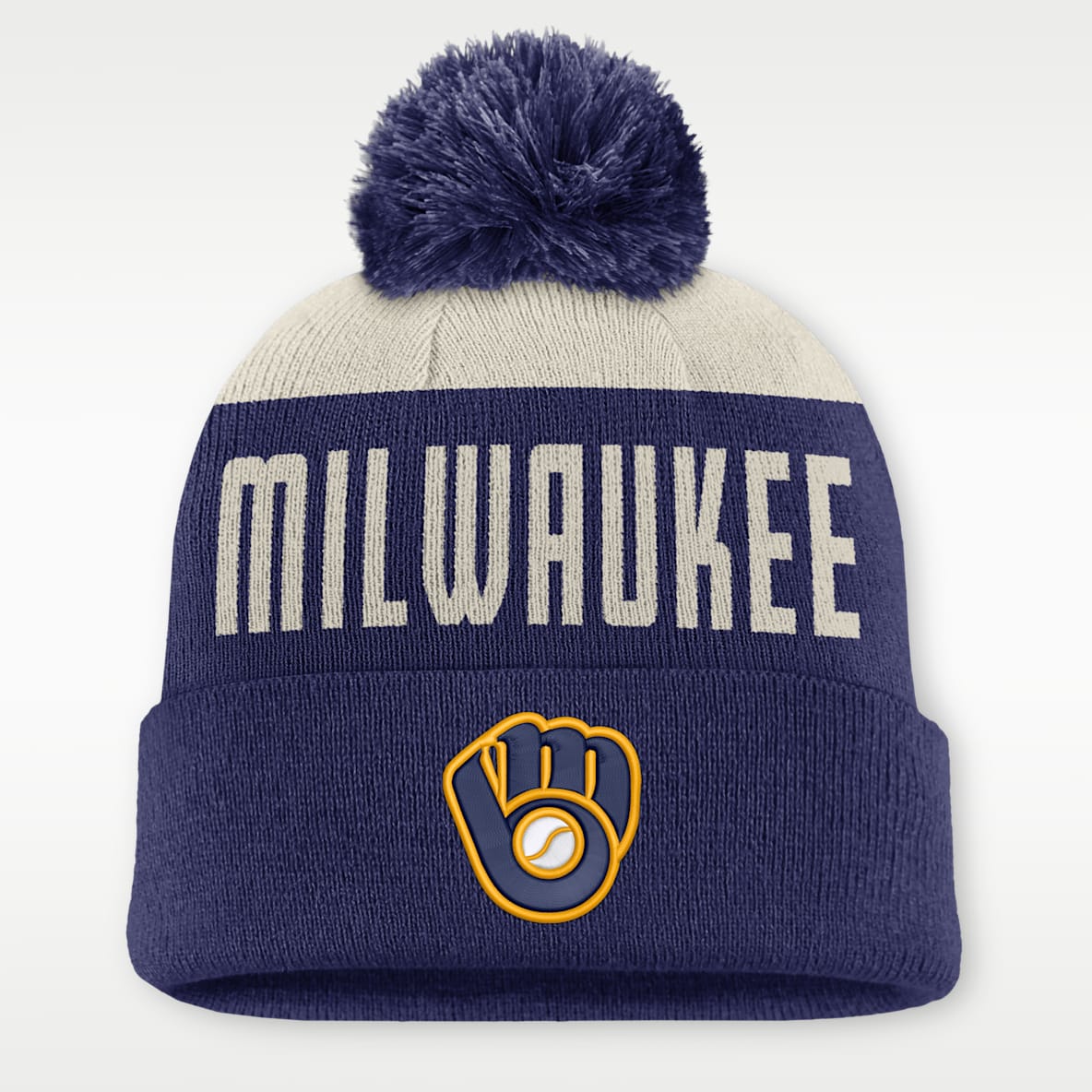 Milwaukee Brewers Cooperstown Peak Gorro con dobladillo y pompón Nike de la MLB para hombre
