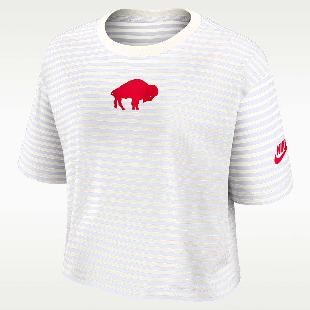 Buffalo Bills Striped Playera Nike de la MLB cropped para mujer