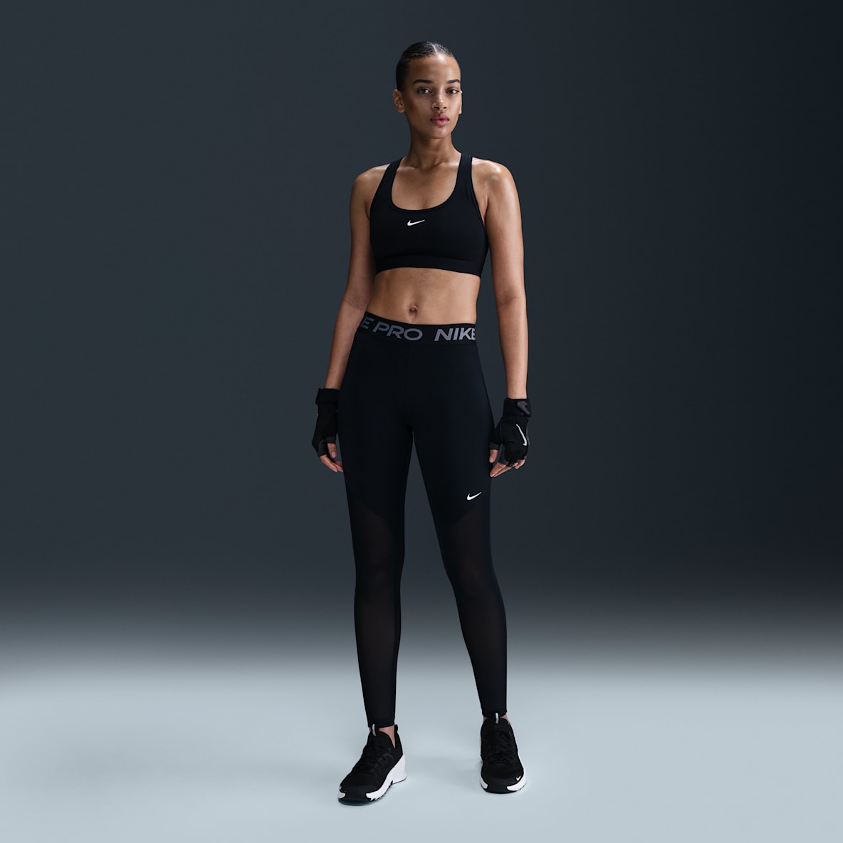 Nike Pro Women's Mid-Rise Full-Length Mesh-Paneled Leggings