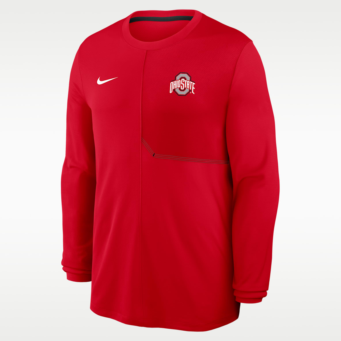 Ohio State Sideline Coach Playera de manga larga universitaria Nike Dri-FIT para hombre