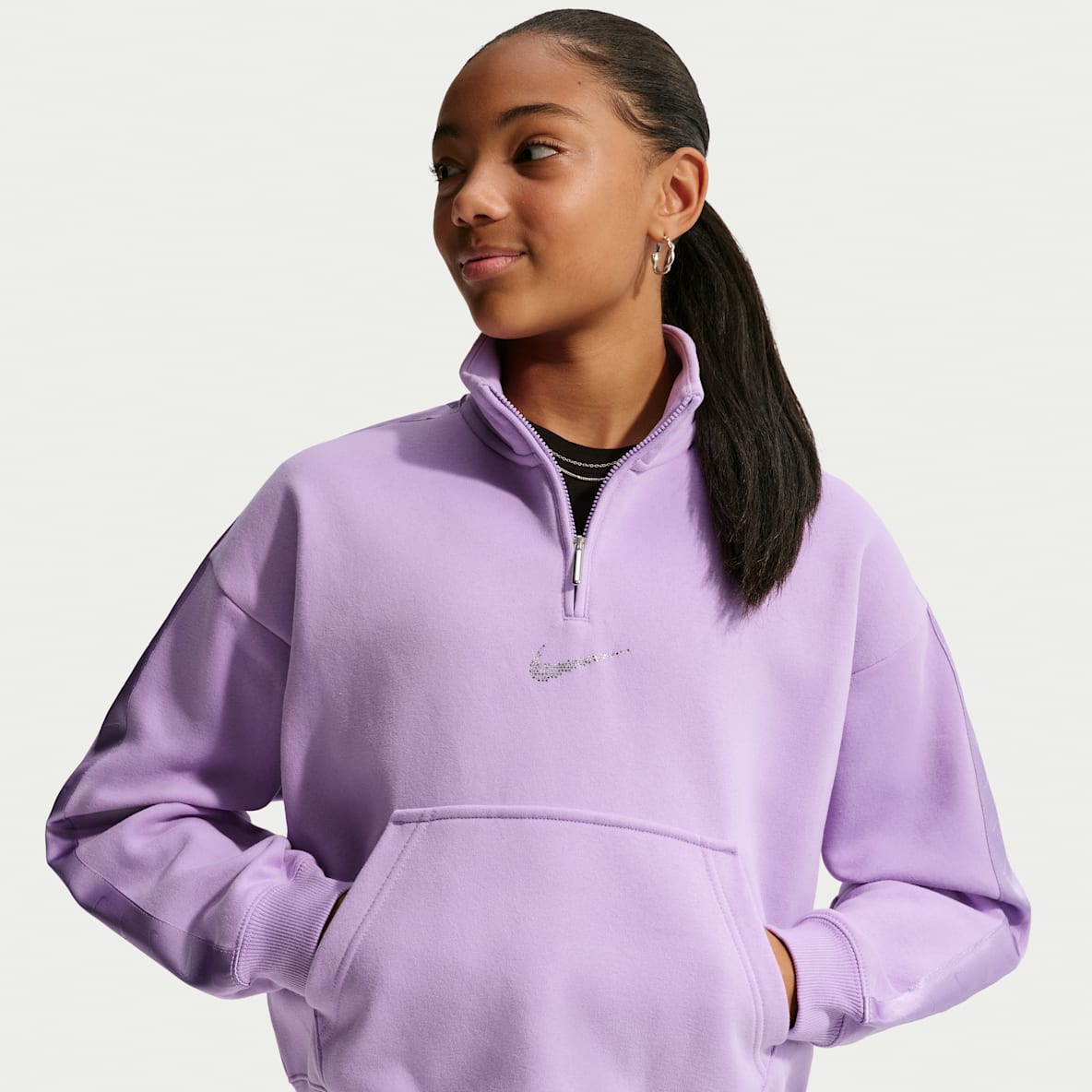 Nike Sportswear Studio Fleece Sweatshirt mit Viertelreißverschluss (ältere Kinder, Mädchen)