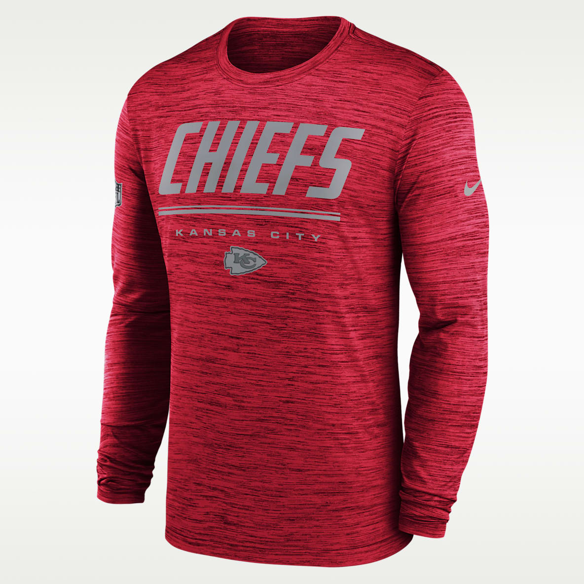 Kansas City Chiefs Sideline Team Issue Velocity Men's Nike Dri-FIT NFL Long-Sleeve T-Shirt