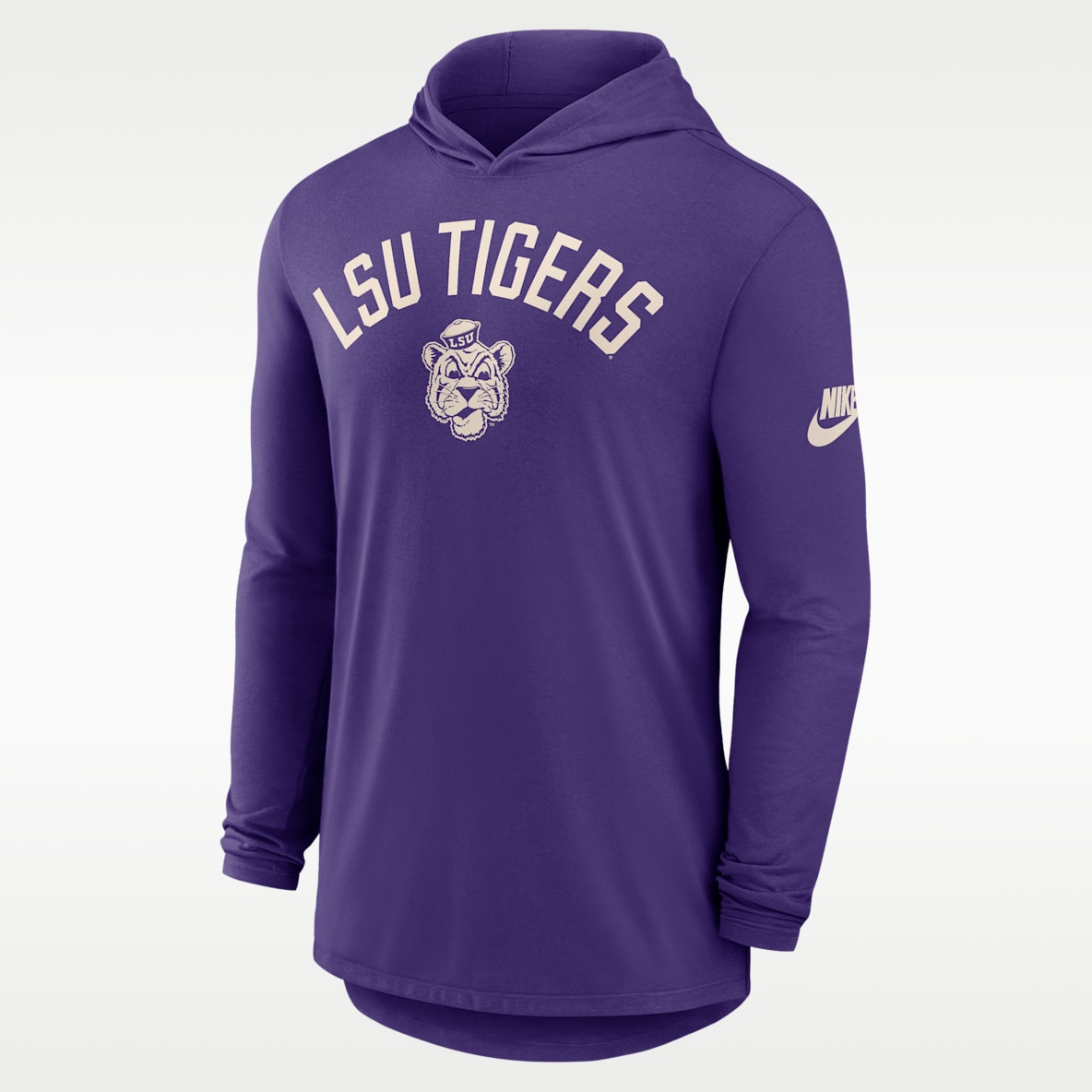 LSU Legacy Arch Men's Nike Dri-FIT College Long-Sleeve Hooded T-Shirt