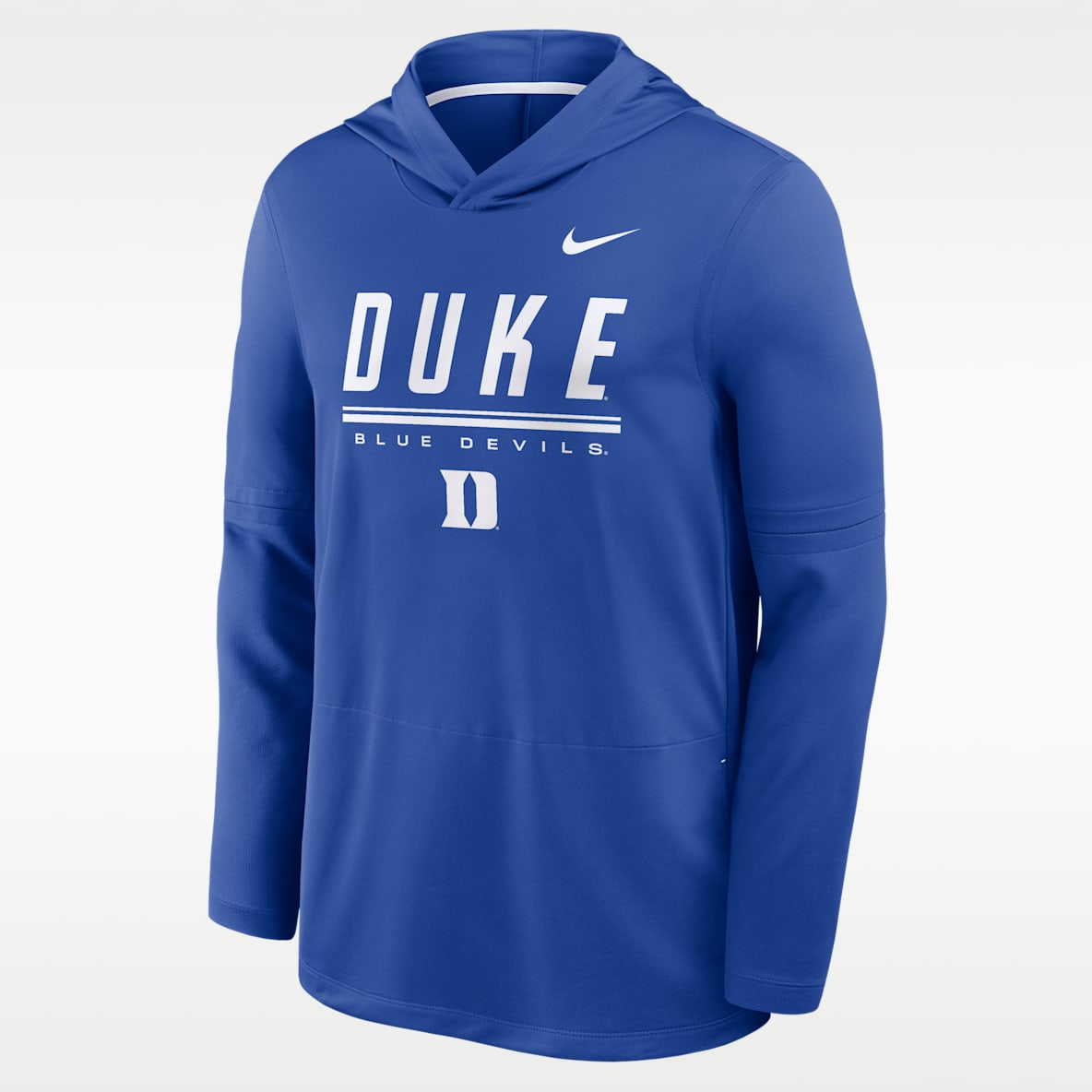 Duke Sideline Playera de manga larga universitaria Nike Dri-FIT con gorro para hombre