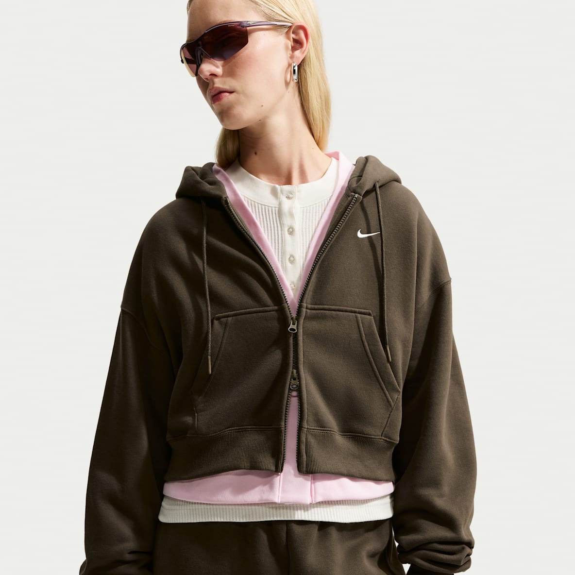 Nike Studio Fleece Medium Weight Women's Oversized Full-Zip Cropped Hoodie