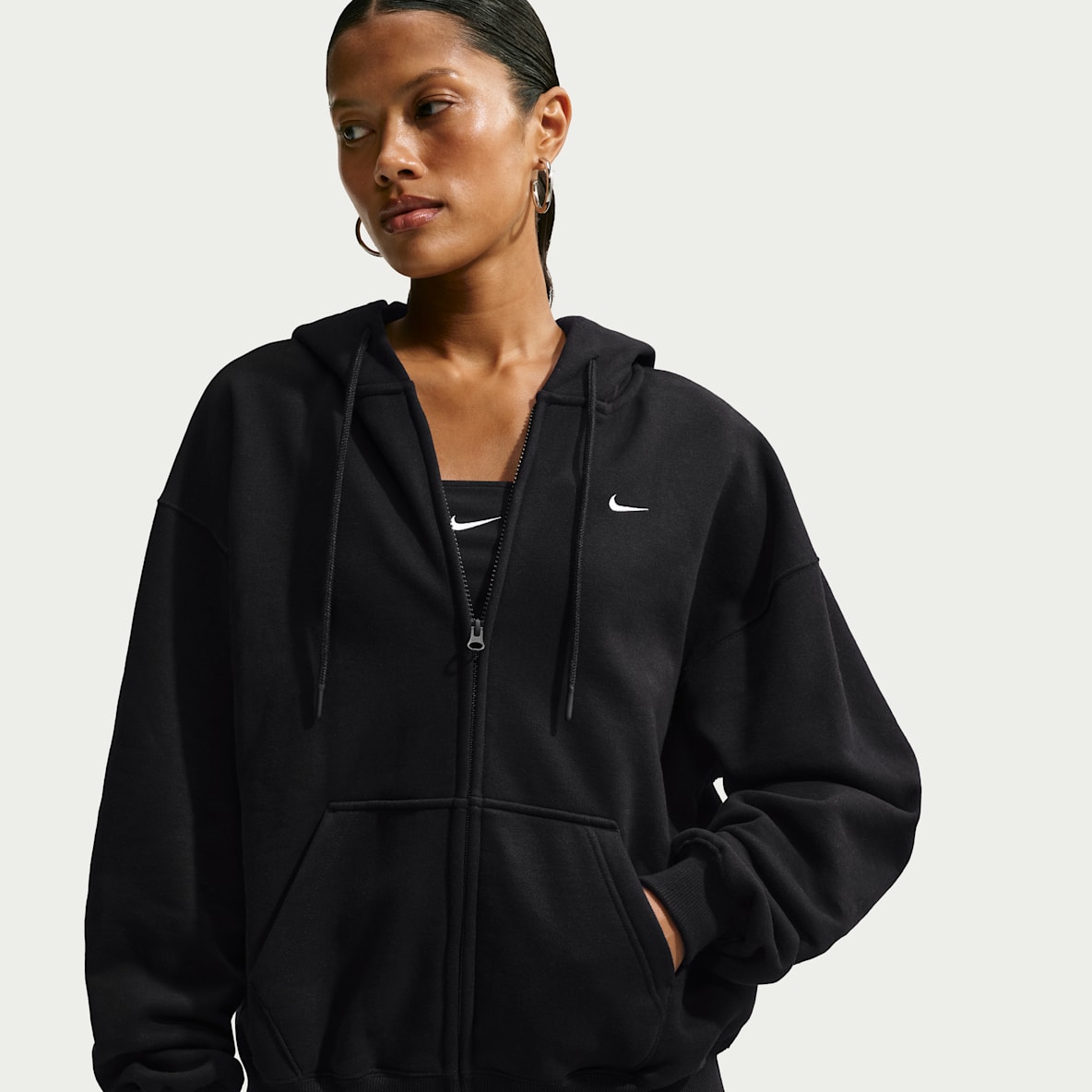 Nike Studio Fleece Medium Weight Sweat à capuche et zip oversize pour femme