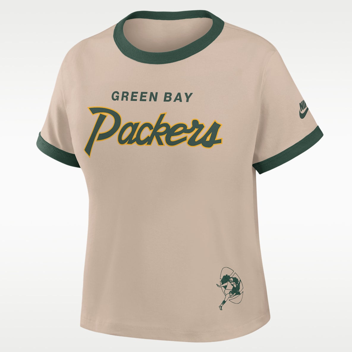 Green Bay Packers Rewind Ringer Mod Playera Nike de la NFL cropped para mujer