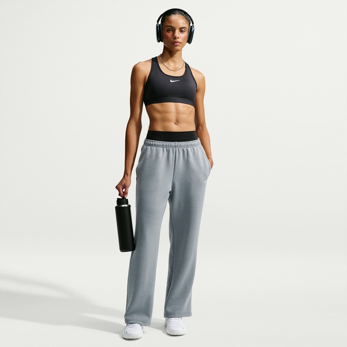 Nike Studio Fleece Sport Women's Dri-FIT Mid-Rise Open-Hem Pants