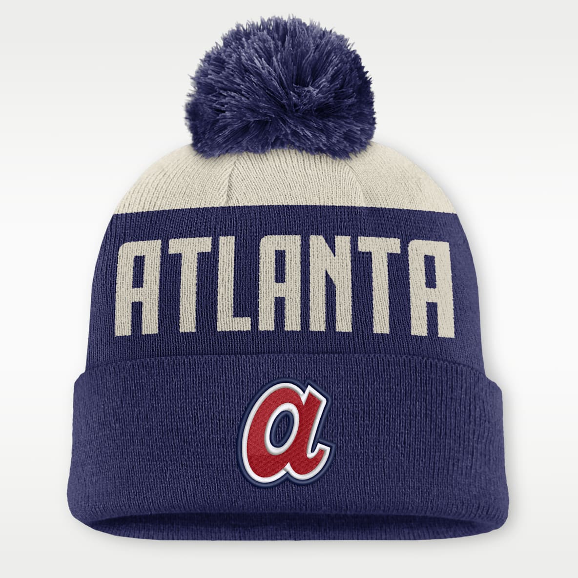 Atlanta Braves Cooperstown Peak Gorro con dobladillo y pompón Nike de la MLB para hombre