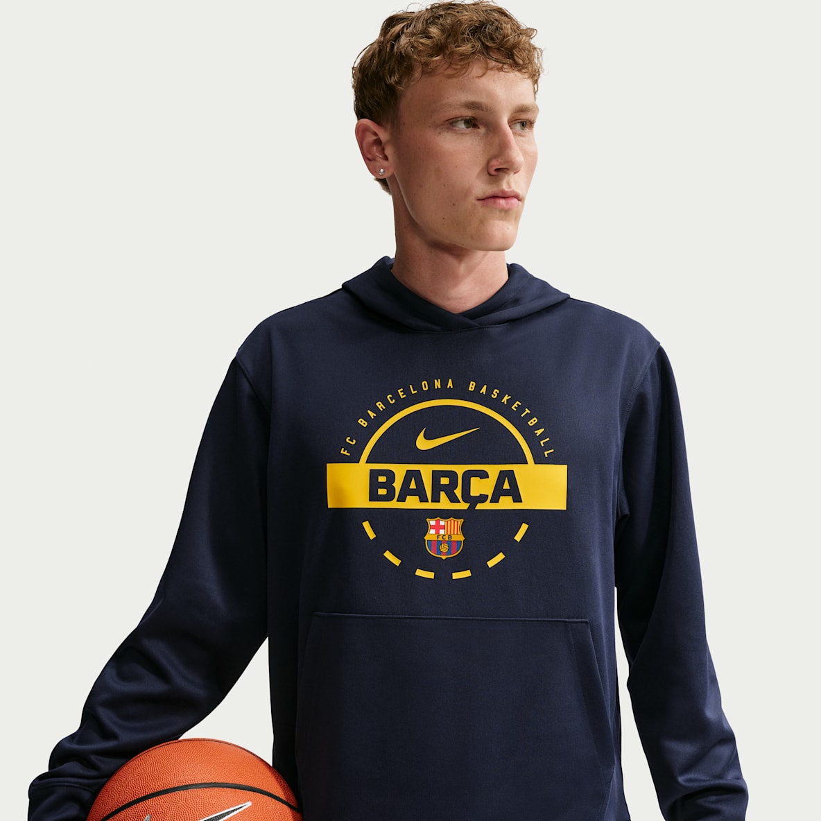 FC Barcelona 24 M PRACTICE FLEECE HD MAGLIA A MANICA LUNGA CON CAPPUCCIO